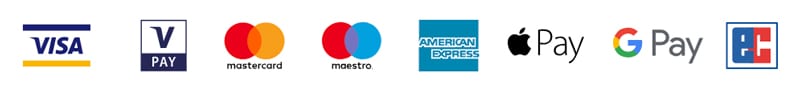 Zahlungsmöglichkeiten mit Visa, Mastercard, Maestro, American Express, Apple Pay, Google Pay, EC, Cash